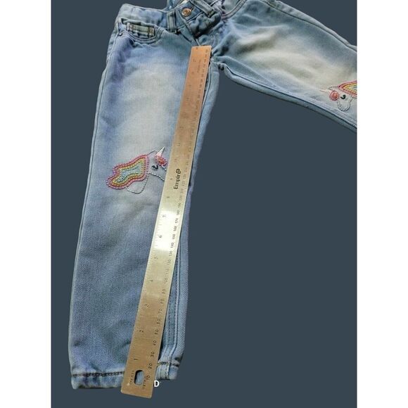 Cat and Jack Jeans 4T Girls Unicorns Adjustable Waist Blue - Picture 9 of 16